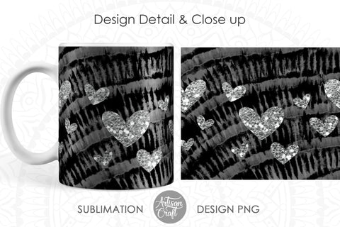Mug sublimation designs with Tie Dye and silver hearts SVG Artisan Craft SVG 