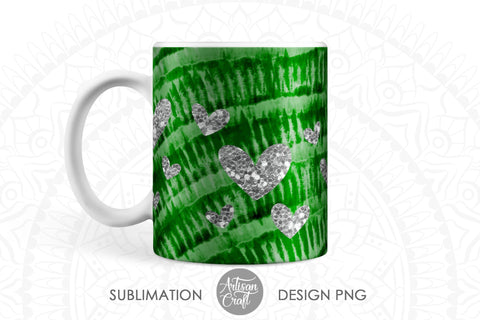 Mug sublimation designs with Tie Dye and silver hearts SVG Artisan Craft SVG 