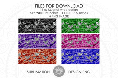 Mug sublimation designs with Tie Dye and silver hearts SVG Artisan Craft SVG 