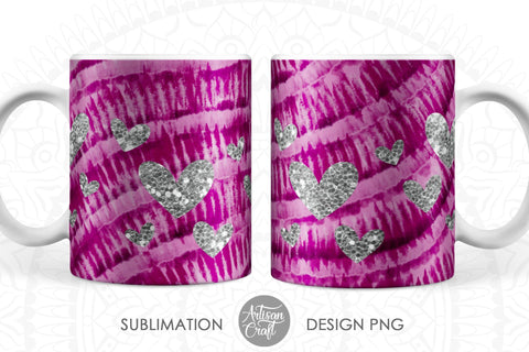 Mug sublimation designs with Tie Dye and silver hearts SVG Artisan Craft SVG 