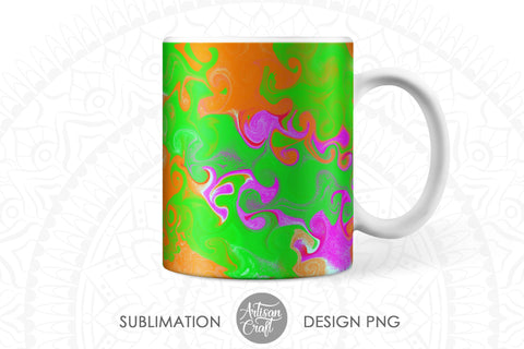 Mug sublimation PNG with neon color, silver glitter Sublimation Artisan Craft SVG 