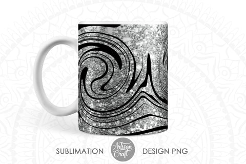 Mug sublimation template with beige and black fluid art SVG Artisan Craft SVG 