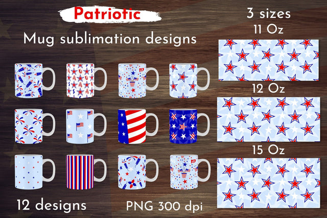 Mug wrap bundle sublimation. Patriotic sublimation designs. Sublimation Angelina Semenova 