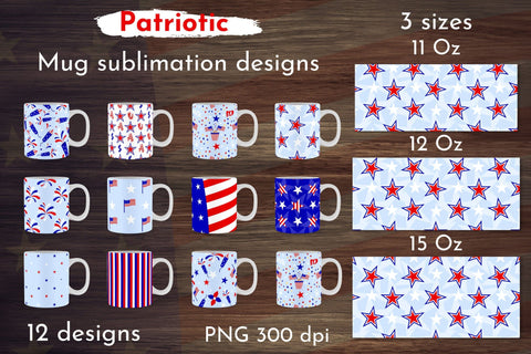 Mug wrap bundle sublimation. Patriotic sublimation designs. Sublimation Angelina Semenova 