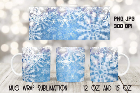 Mug Wrap Sublimation, Winter Snowflake Design, Christmas Sublimation. Sublimation Elinorka 