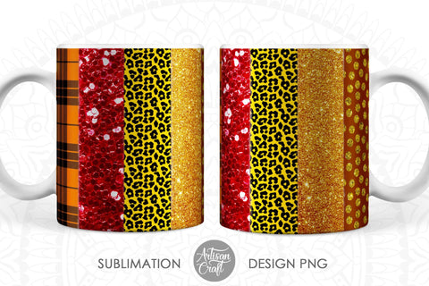 Mug wraps with Fall & Christmas Color Brushstrokes SVG Artisan Craft SVG 