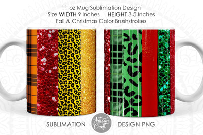 Mug wraps with Fall & Christmas Color Brushstrokes SVG Artisan Craft SVG 
