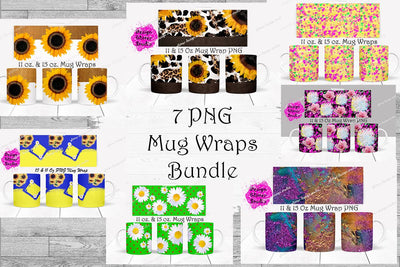 Mugs Sublimation Design Mini Bundles,11 & 15 oz. Mug Sublimation Pack, Ceramic tea cup design, Cricut mug press design bundle,7 designs templates Digital Pattern ArtStudio 