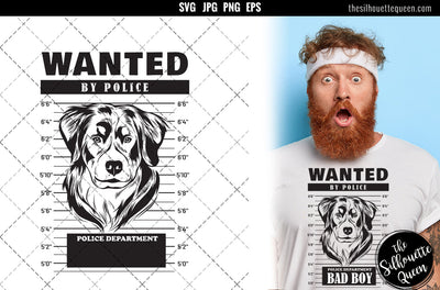 Mugshot of Bernese Mountain Dog Dog holding banner behind bars SVG Loveleen Kaur 