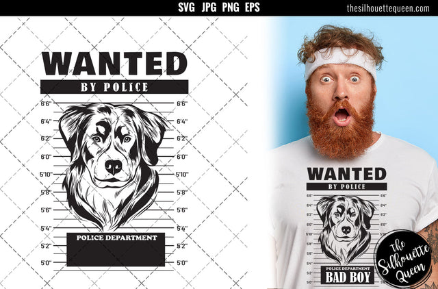 Mugshot of Bernese Mountain Dog Dog holding banner behind bars SVG Loveleen Kaur 