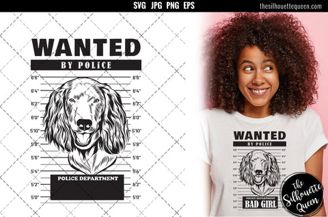 Mugshot of Boykin Spaniel Dog holding banner behind bars SVG Loveleen Kaur 