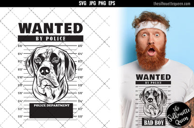 Mugshot of English Mastiff Dog holding banner behind bars SVG Loveleen Kaur 
