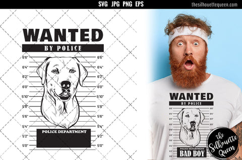Mugshot of Labrador Dog holding banner behind bars SVG Loveleen Kaur 