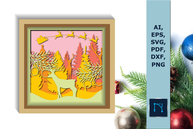 muli-layer 3D Christmas shadow box SVG SVG MD JOYNAL ABDIN 