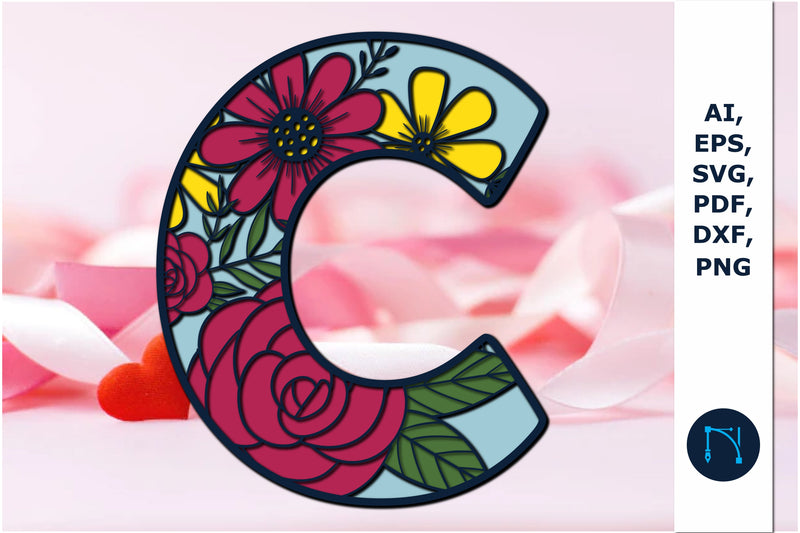 multi layer 3d alphabet C laser cut svg SVG MD JOYNAL ABDIN 