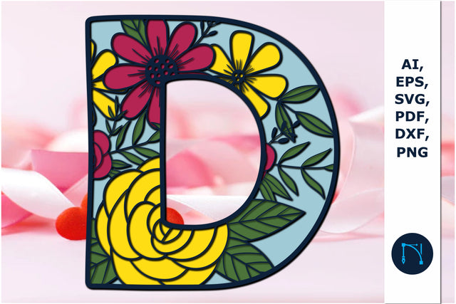 multi layer 3d alphabet D laser cut svg SVG MD JOYNAL ABDIN 