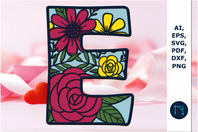 multi layer 3d alphabet E laser cut svg SVG MD JOYNAL ABDIN 