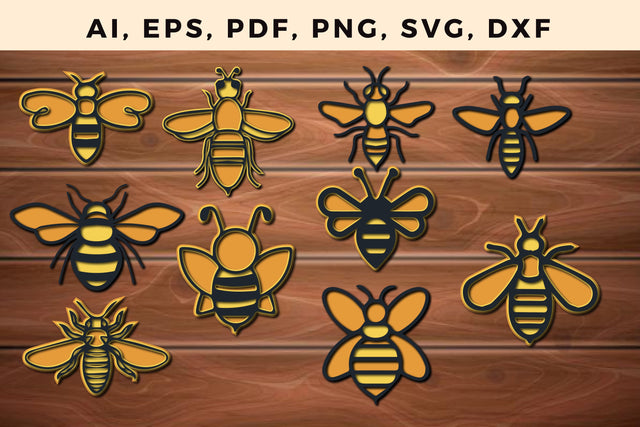 Multi Layer 3d Bee Bundle for Decoration SVG MD JOYNAL ABDIN 