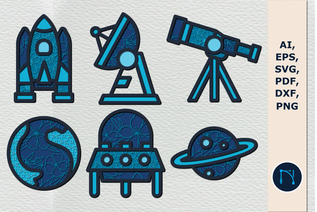 multi-layer 3D Space SVG bundle SVG MD JOYNAL ABDIN 