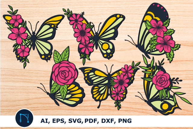 multi layer butterfly Flowers SVG bundle SVG MD JOYNAL ABDIN 
