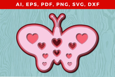 Multi-Layer butterfly with heart 3d SVG SVG MD JOYNAL ABDIN 