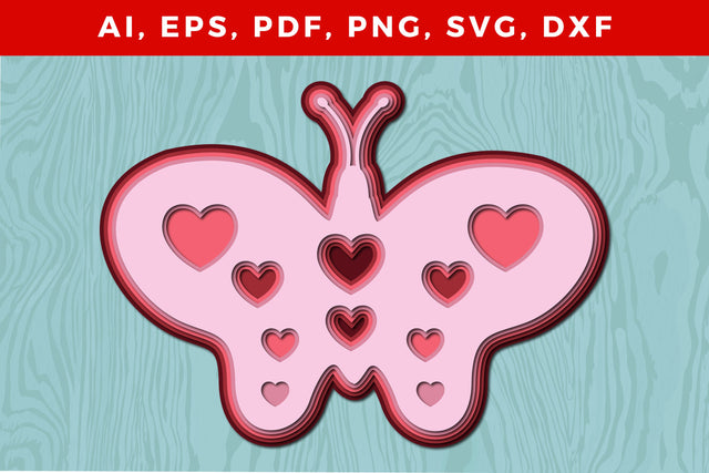 Multi-Layer butterfly with heart 3d SVG SVG MD JOYNAL ABDIN 