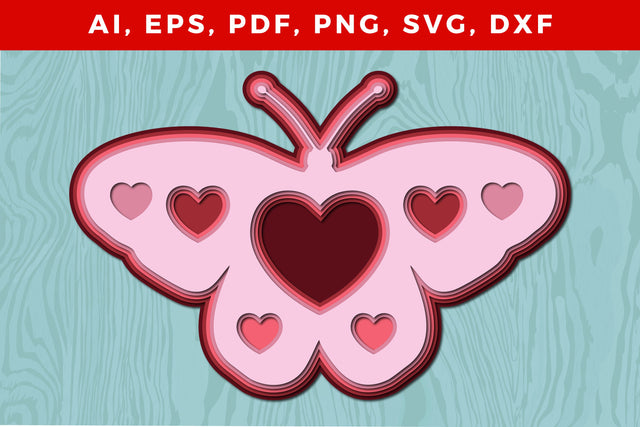 Multi-Layer butterfly with heart 3d SVG SVG MD JOYNAL ABDIN 