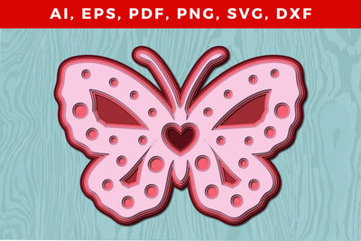 Multi-Layer butterfly with heart 3d SVG SVG MD JOYNAL ABDIN 