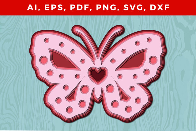 Multi-Layer butterfly with heart 3d SVG SVG MD JOYNAL ABDIN 