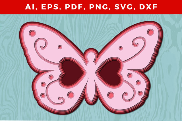Multi-Layer butterfly with heart 3d SVG SVG MD JOYNAL ABDIN 