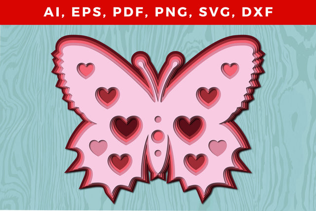 Multi-Layer butterfly with heart 3d SVG SVG MD JOYNAL ABDIN 