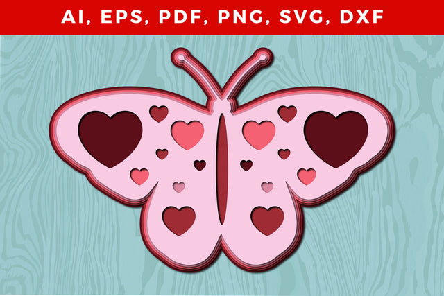 Multi-Layer butterfly with heart 3d SVG SVG MD JOYNAL ABDIN 