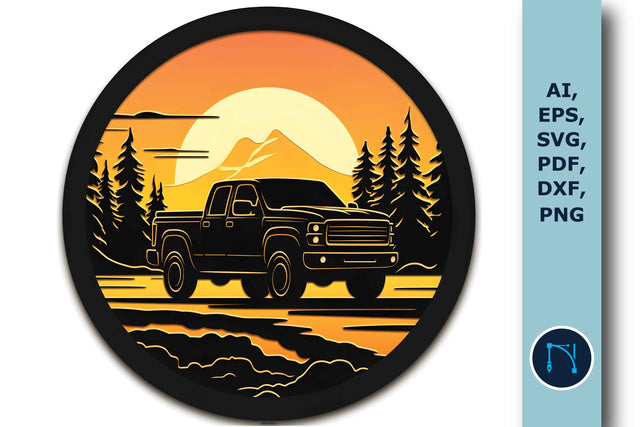 Multi-Layer Car in Forest SVG Cut File SVG MD JOYNAL ABDIN 