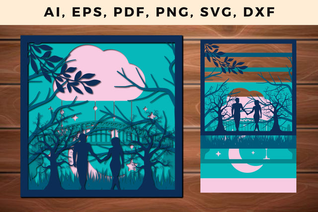 multi Layer couple in night 3d SVG file SVG MD JOYNAL ABDIN 