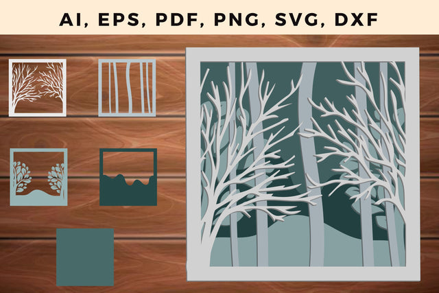 Multi Layer Forest Frame Wall Cut File 3D Paper MD JOYNAL ABDIN 