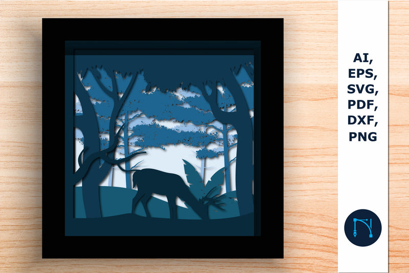 Multi-Layer Forest Frame Wall Cut File SVG MD JOYNAL ABDIN 