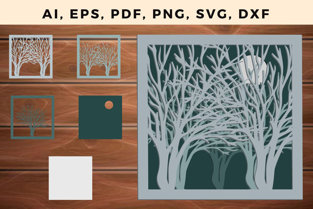 Multi Layer Forest Frame Wall Cut File SVG MD JOYNAL ABDIN 