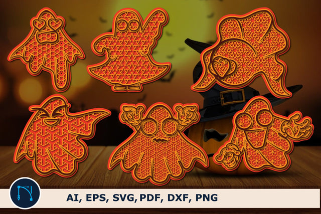 multi-layer Halloween ghost SVG bundle SVG MD JOYNAL ABDIN 