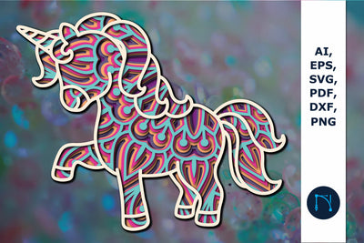 multi Layer unicorn mandala 3d decor svg SVG MD JOYNAL ABDIN 