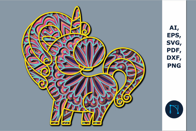 multi Layer unicorn mandala 3d decor svg SVG MD JOYNAL ABDIN 