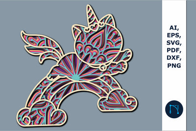 multi Layer unicorn mandala 3d decor svg SVG MD JOYNAL ABDIN 