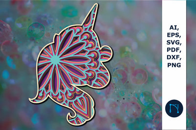 multi Layer unicorn mandala 3d decor svg SVG MD JOYNAL ABDIN 