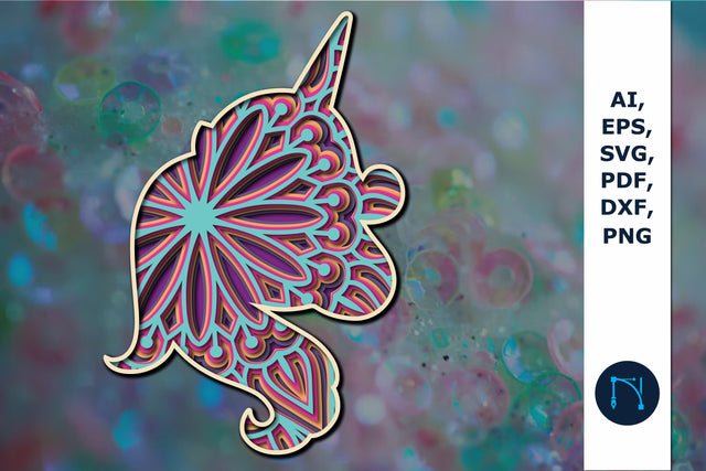 multi Layer unicorn mandala 3d decor svg SVG MD JOYNAL ABDIN 