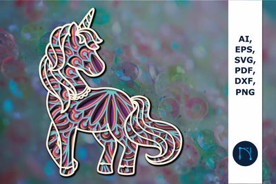 multi Layer unicorn mandala 3d decor svg SVG MD JOYNAL ABDIN 