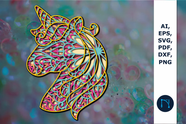 multi Layer unicorn mandala 3d decor svg SVG MD JOYNAL ABDIN 