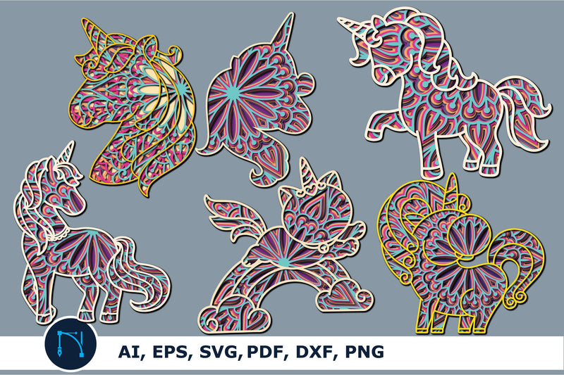 multi Layer unicorn mandala bundle svg SVG MD JOYNAL ABDIN 