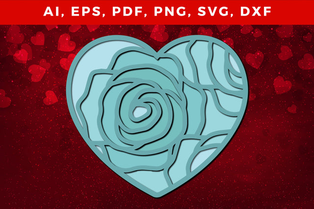 multi-layered 3D Valentine Hearts SVG, Layered Heart, 3D Heart, 3D Mandala, Heart Mandala, Valentine Card SVG, Papercut Heart, Valentine Mandala SVG MD JOYNAL ABDIN 