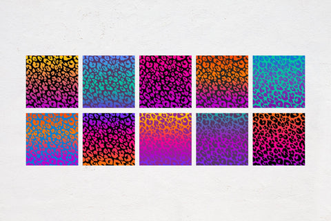 Multicolor Leopard Digital Paper. Neon Patterns Bundle Sublimation OrangeBrushStudio 