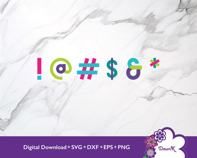 Multicolored and Layered Neon SVG Symbol Bundle | Neon Pink, Green, and Purple SVG DawnKDesigns 