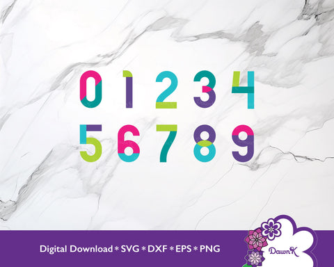 Multicolored and Layered Number SVG Bundle | Neon Pink, Green, and Purple SVG DawnKDesigns 